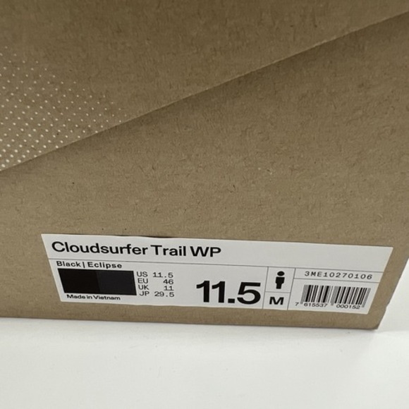 On Cloudsurfer Trail Waterproof Trail Shoes Black Eclipse 3ME10270106 Men\'s 11.5 main image 3